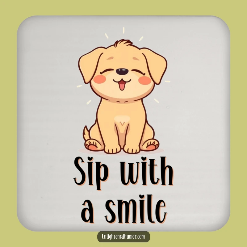 Funny Happy Dog Coasters: Set of Peaceful Aura Decor for Your Table