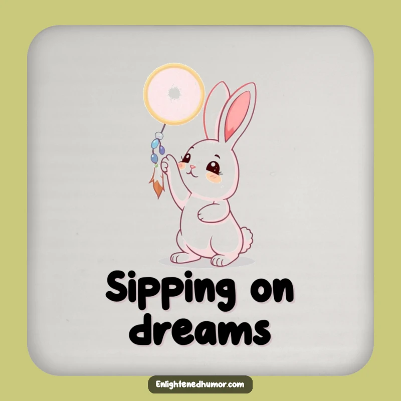 Funny Rabbit Dreamcatcher Coaster: Whimsical Protection Gift