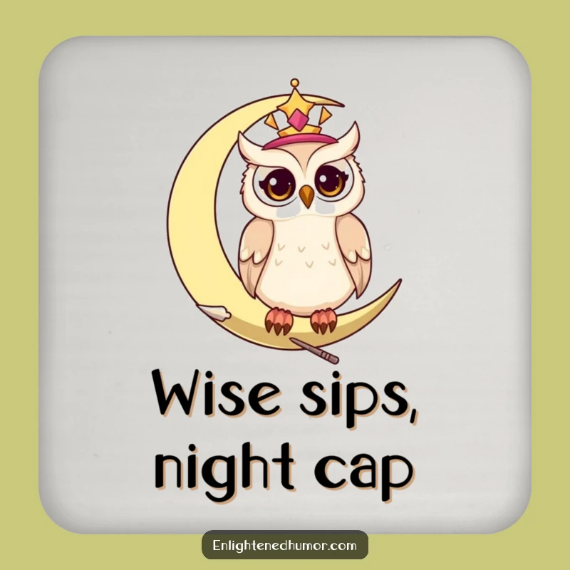 Funny Wise Celestial Owl Coaster: Protect Surfaces with Starlight