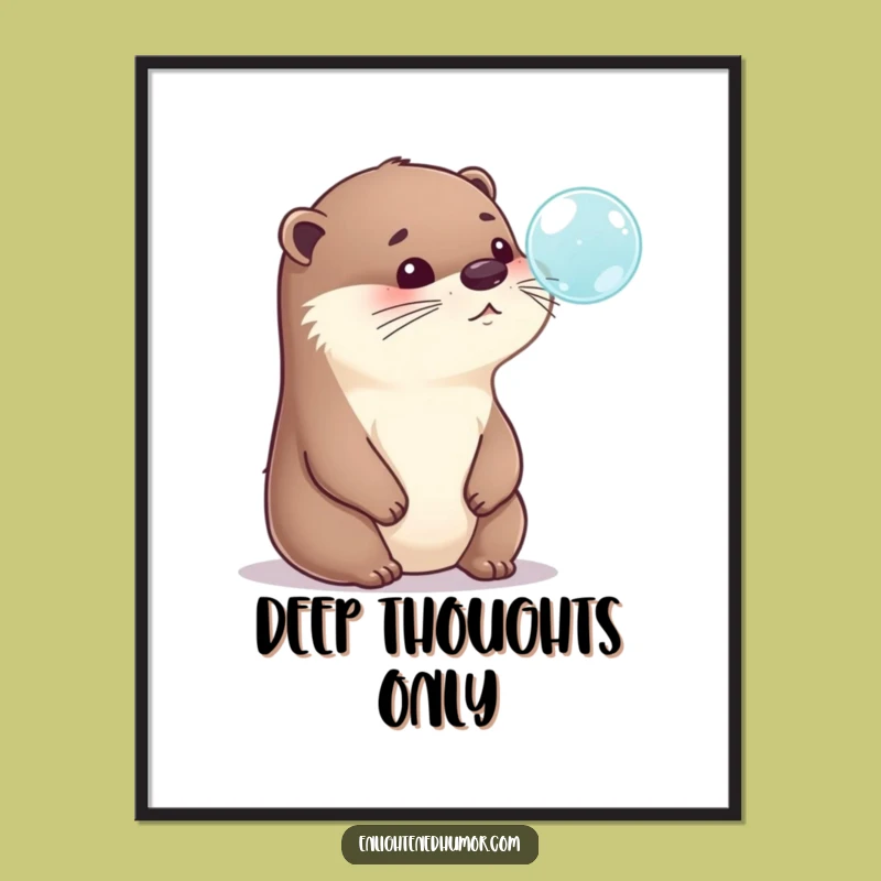 Funny Otter Poster: Deep Thought Bubble Art, Hilarious Wall Decor Gift