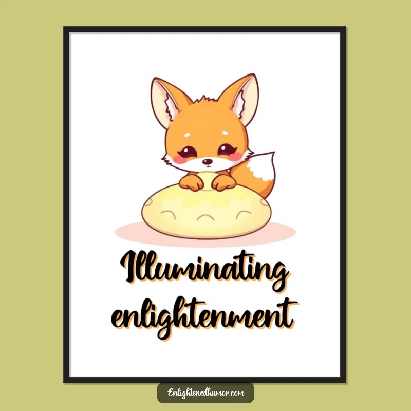 Funny Kawaii Fox Meditation Poster: Peeking Zen Fox Art, Hilarious Wall Decor Gift
