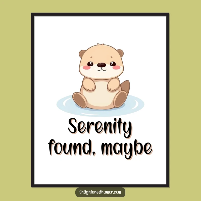 Funny Otter Poster: Tiny Kawaii Serene Art, Peaceful Funny Gift for Any Room