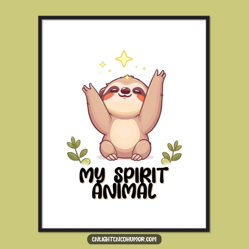 Funny Sloth Poster: Light Seeker Art, Cute Dreamy Decor Gift