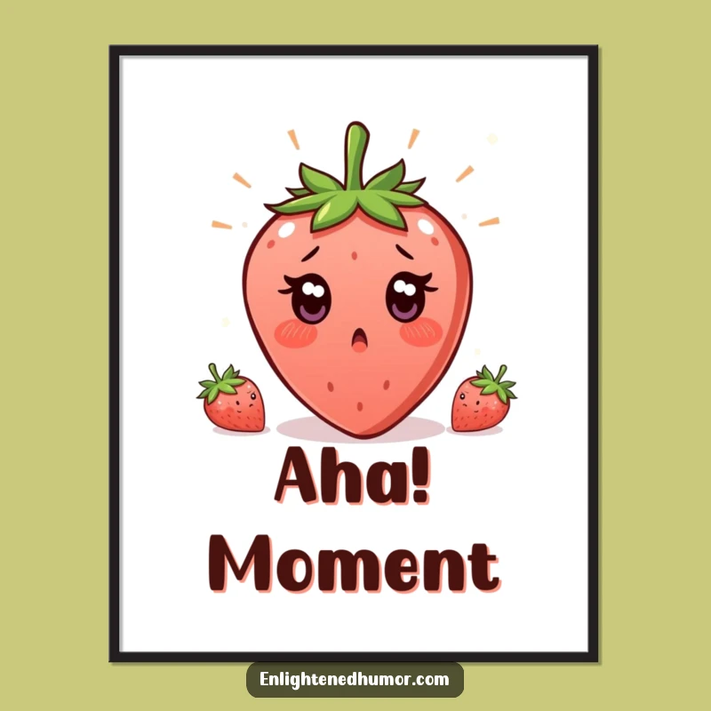 Funny Strawberry Enlightenment Poster: Surprise Spark Wall Art, a Hilarious Decor Gift