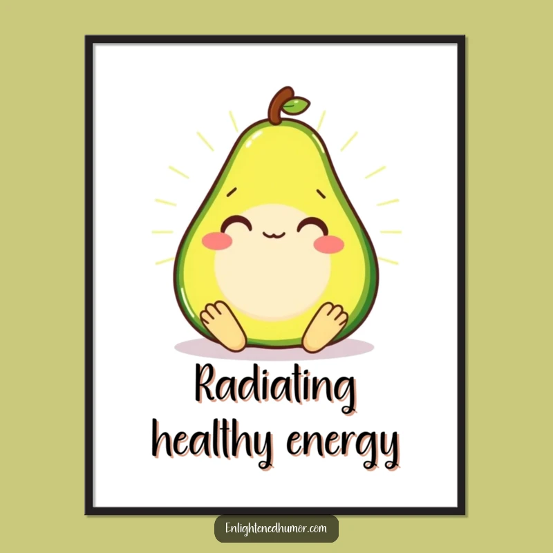 Funny Avocado Meditation Poster - Zen Foodie Wall Art