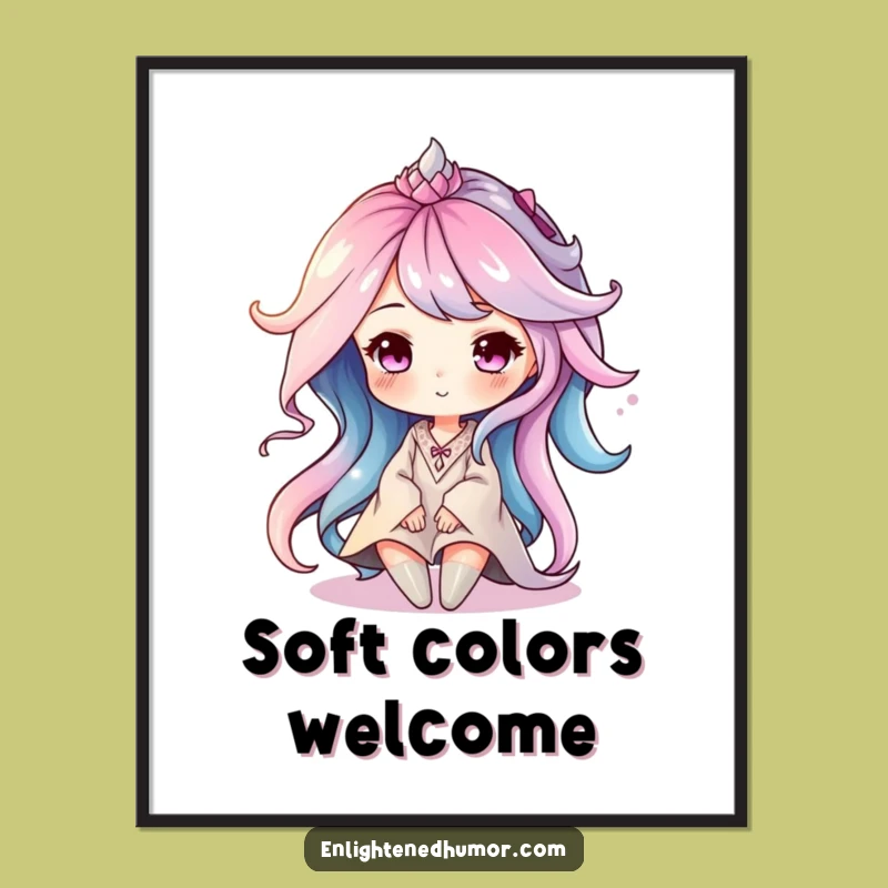 Funny Aura Character Poster: Soft Colors Art, Serene Wall Decor