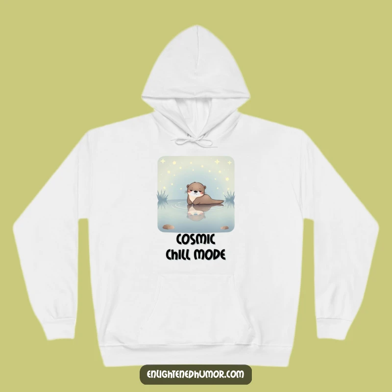 Funny Celestial Otter Hoodie: Starlit Pond Relaxation, Cozy & Peaceful Gift!