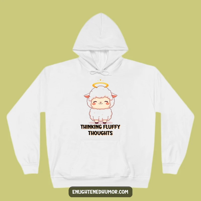 Cozy Funny Sheep Hoodie: Kawaii Halo Comfort Sweatshirt, Serene Funny Gift for Relaxation