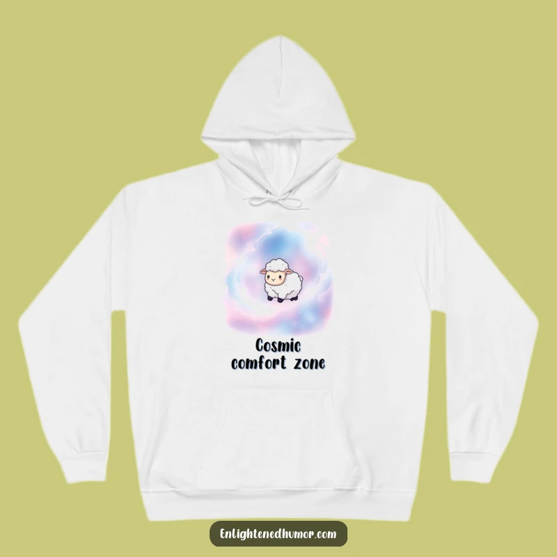 Cozy Funny Sheep Nebula Hoodie: Warp Speed Comfort with Galactic Humor and Style