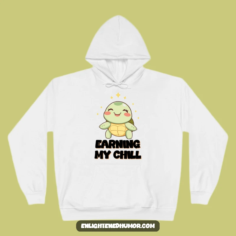 Cozy Funny Turtle Hoodie: Inner Peace Glow, Sparkly Halo, Comforting Gift