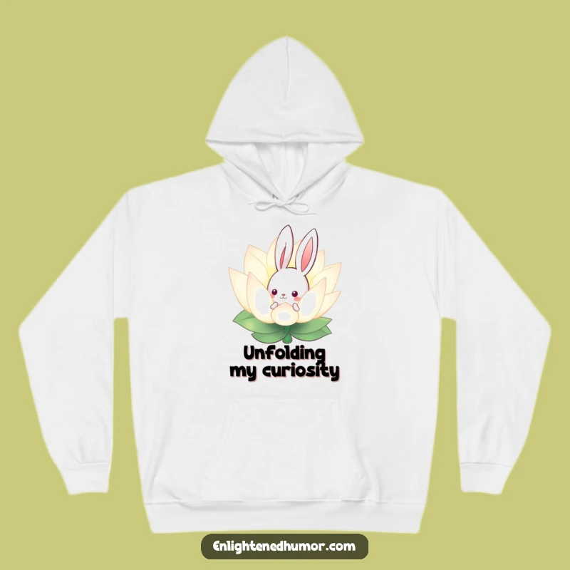 Funny Curious Bunny Lotus Hoodie - Cozy Character Apparel for Serene Moments