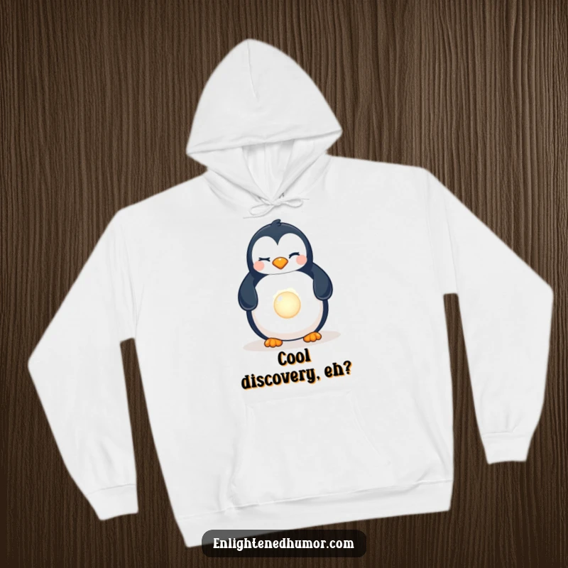 Funny Penguin Pearl Hoodie: A cozy hoodie adorned with a winking penguin discovering a glowing, luminous pearl.