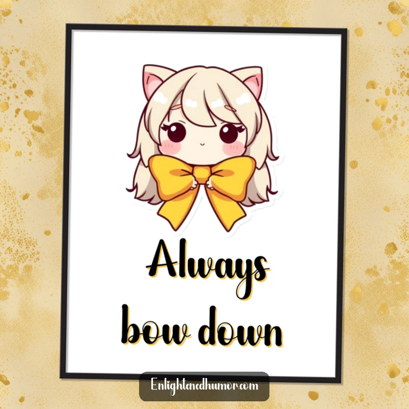 Funny Free Printable Bow Wall Art: Humble bow character standing tall and proud, perfect for downloadable art.
