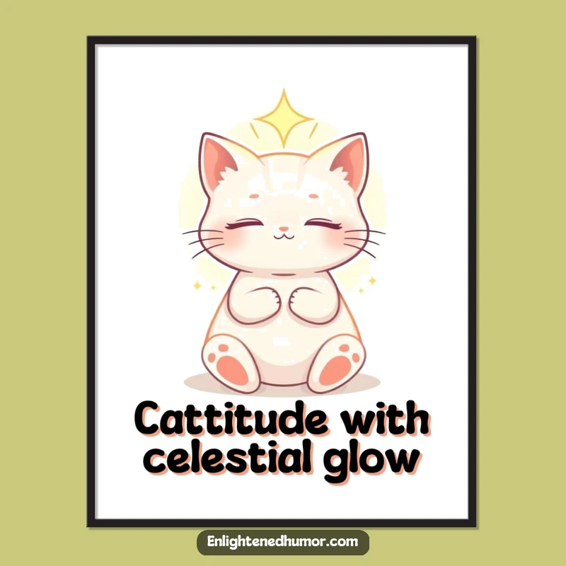 Free Printable Cat Wall Art: Funny Ethereal Light Celestial Decor Download