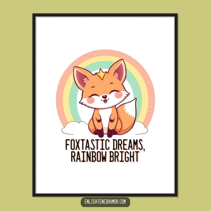 Free Printable Fox Wall Art: Funny Rainbow Peek Celestial Decor Download
