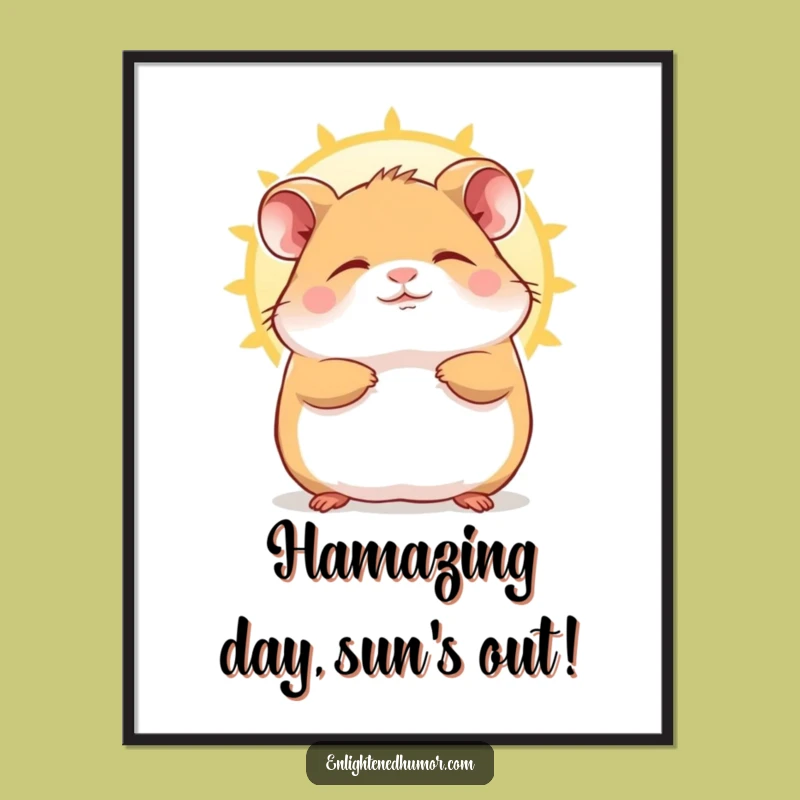 Free Printable Wall Art: Contented Hamster Basks in Warm Sunbeam Art