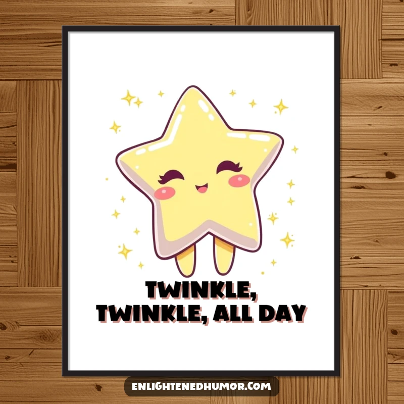 Funny Free Printable Wall Art depicting a winking star character dissolving into beautiful sparkling dust, adding magic.