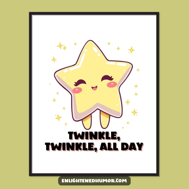 Free Printable Wall Art: Winking Star Character Funny Downloadable Art