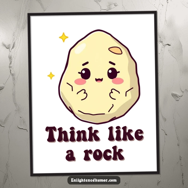 Funny Free Printable Philosopher Stone Wall Art: Wise stone character with a mystic aura, perfect downloadable art.