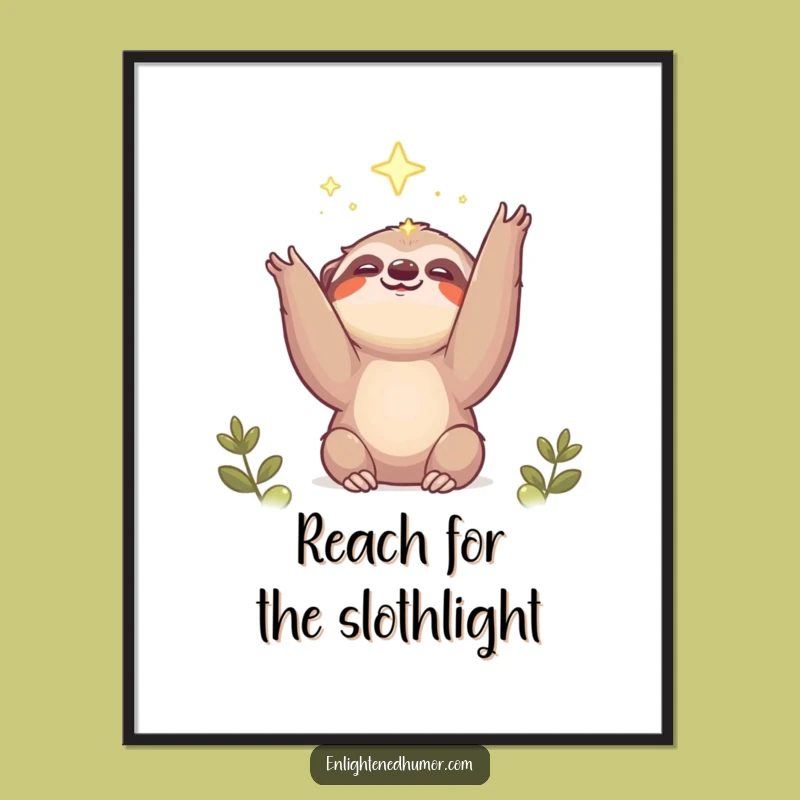 Free Printable Wall Art: Smiling Sloth & Light - Funny Downloadable Art for Cozy Spaces