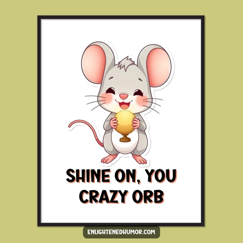 Free Printable Wall Art: Funny Mouse Orb Glow, Quirky Downloadable Decor Gift