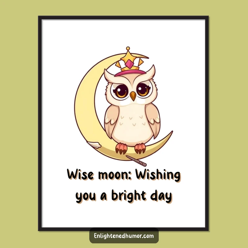 Free Printable Wise Owl Wall Art - Funny Celestial Night Downloadable Decor