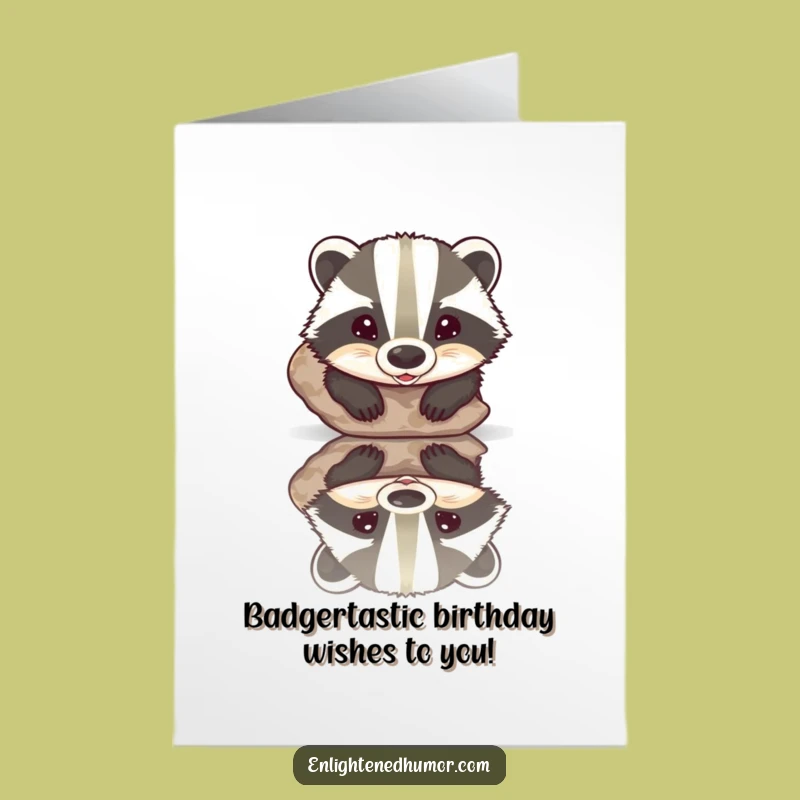Free Printable Badger Birthday Card: Funny Animal Reflection Downloadable Gift