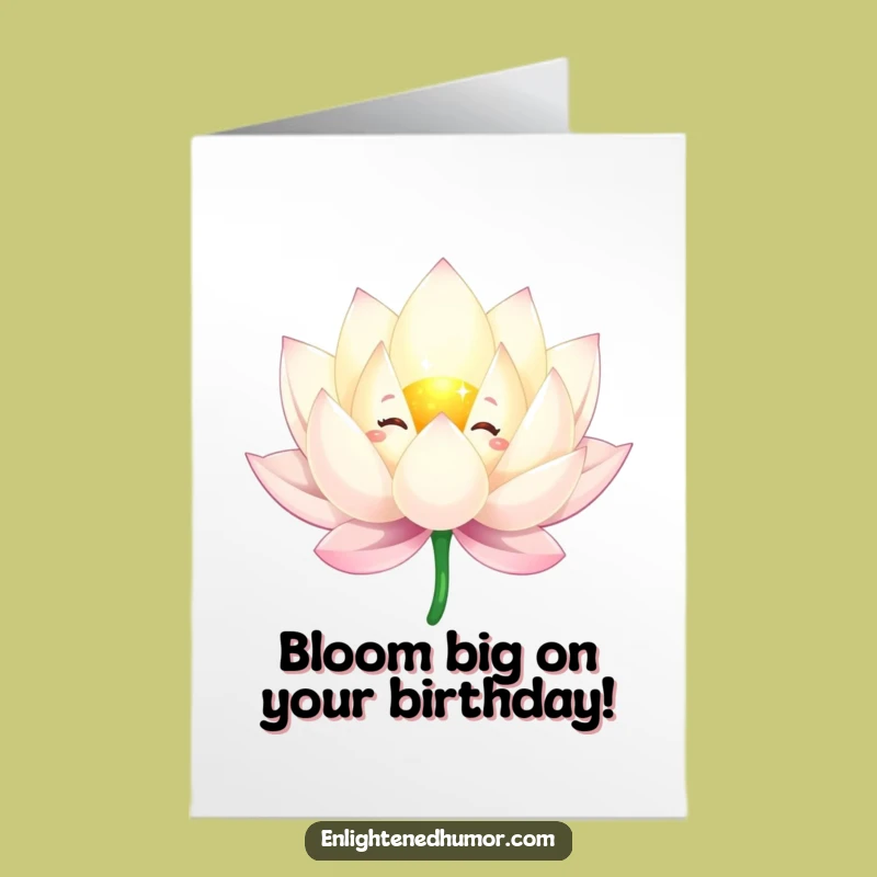 Free Printable Birthday Card: Lotus Flower Character Funny Downloadable Gift