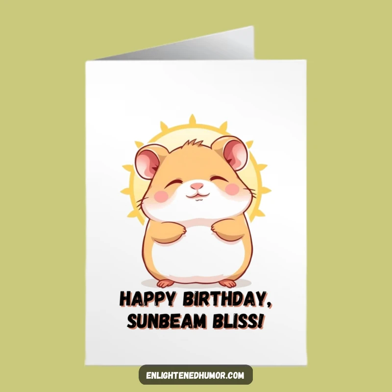 Free Printable Birthday Card: Contented Hamster Basks in Sunny Wishes
