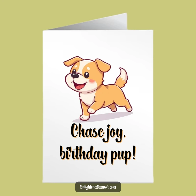 Free Printable Birthday Card: Dog Chasing Light Shadow Funny Downloadable Gift