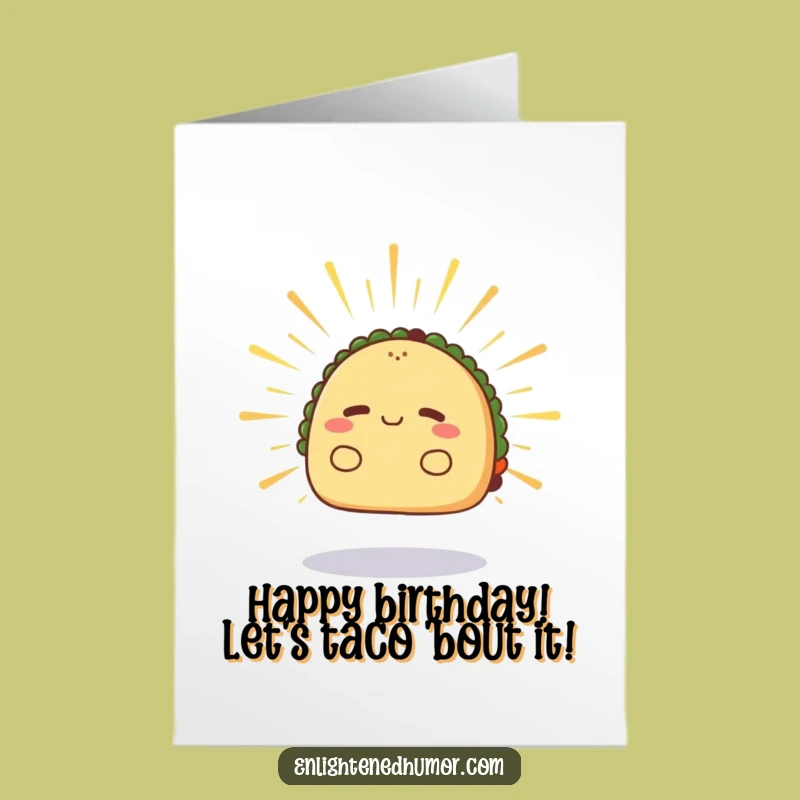 Free Printable Birthday Card: Levitating Taco's Zen, Funny Downloadable Gift for Chill Celebrations