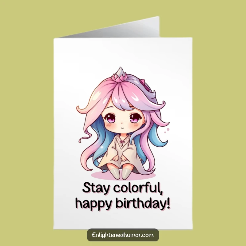 Free Printable Birthday Card: Serene Aura Character Funny Downloadable Gift