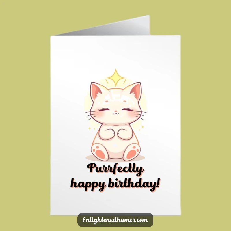 Free Printable Birthday Cat Card: Funny Ethereal Light Downloadable Joy Gift