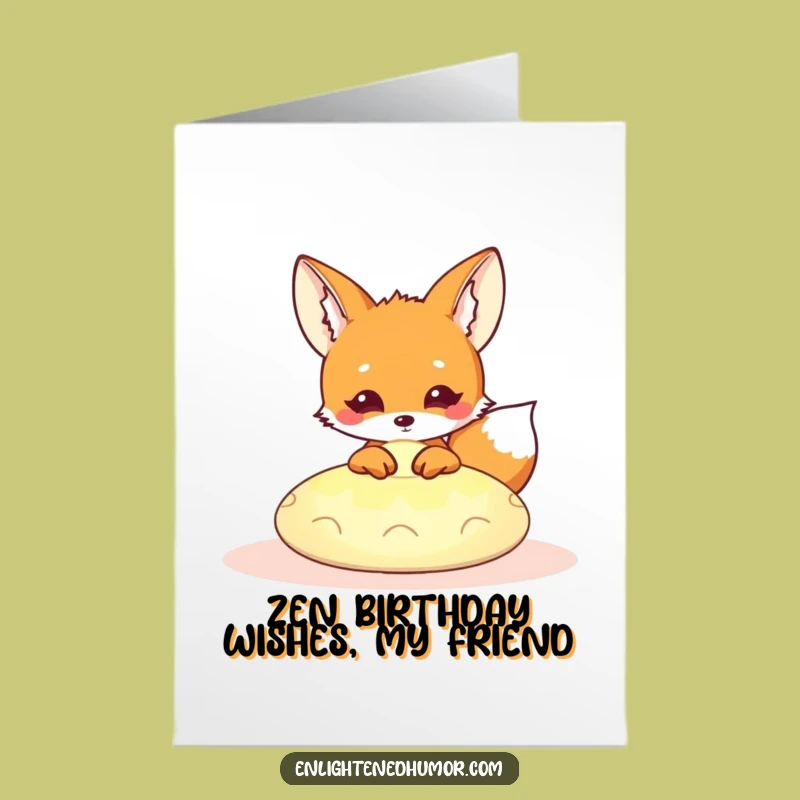 Free Printable Funny Birthday Card: Curious Fox Meditation Humor Downloadable Gift