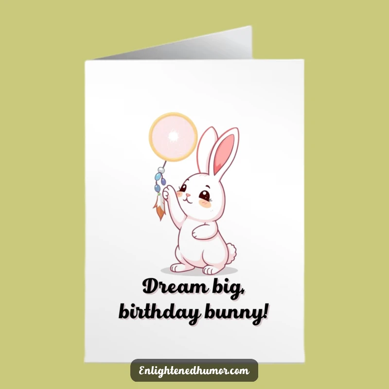Free Printable Rabbit Dreamcatcher Birthday Card: Funny Downloadable Gift for Her