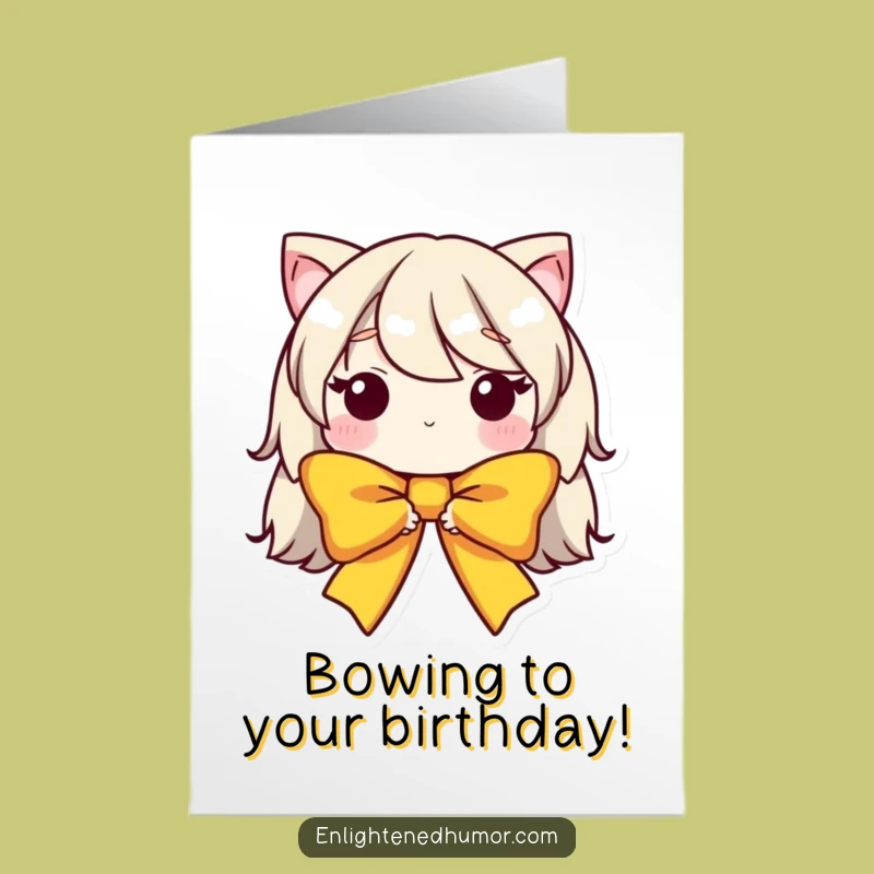 Funny Free Printable Bow Birthday Card: Humble Character Downloadable Gift