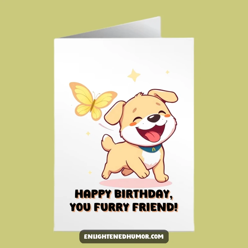 Free Printable Funny Birthday Card: Happy Dog Zen Chase Gift, Downloadable.