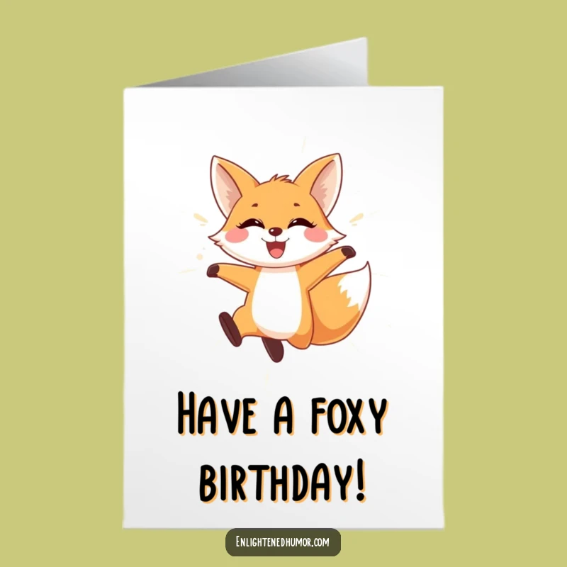 Free Printable Birthday Card: Playful Fox, Light Curtain, Funny Downloadable Gift