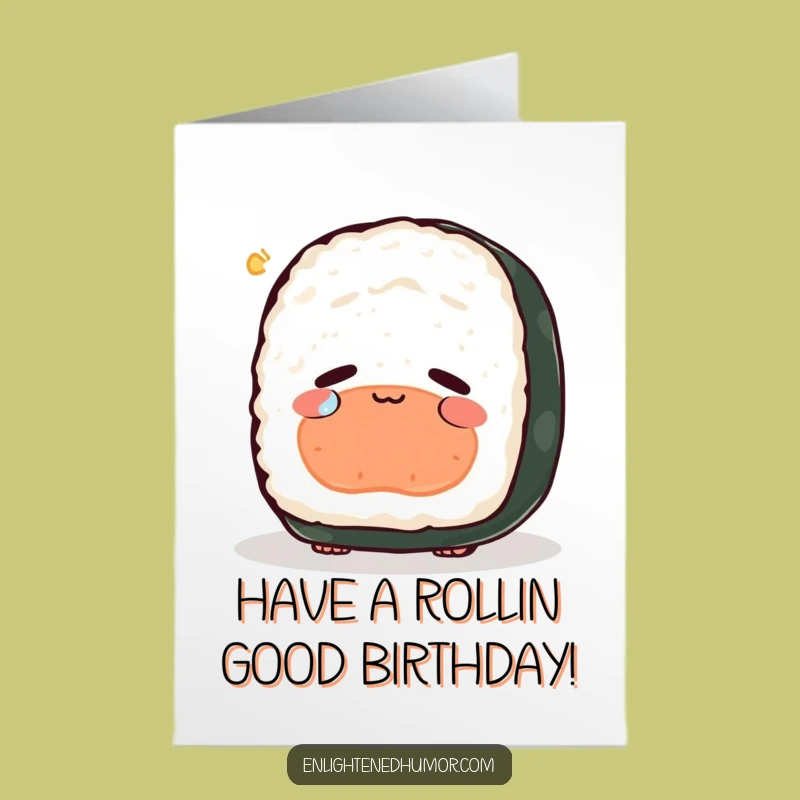 Free Printable Birthday Card: Sushi's Existential Joy, Funny Downloadable Gift for Deep Laughs