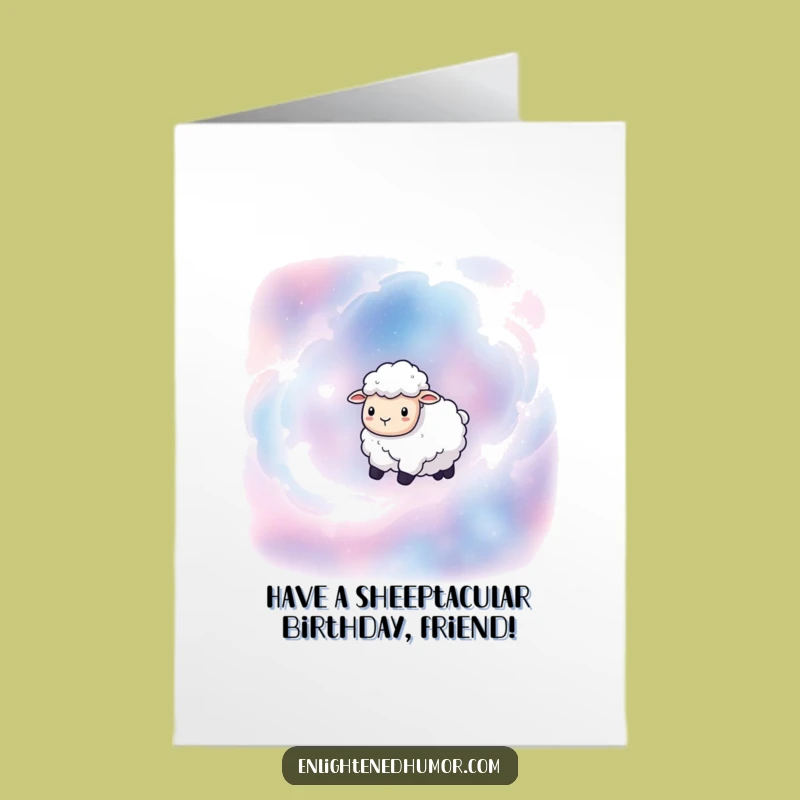 Free Printable Sheep Birthday Card: Cosmic Calm Downloadable Gift