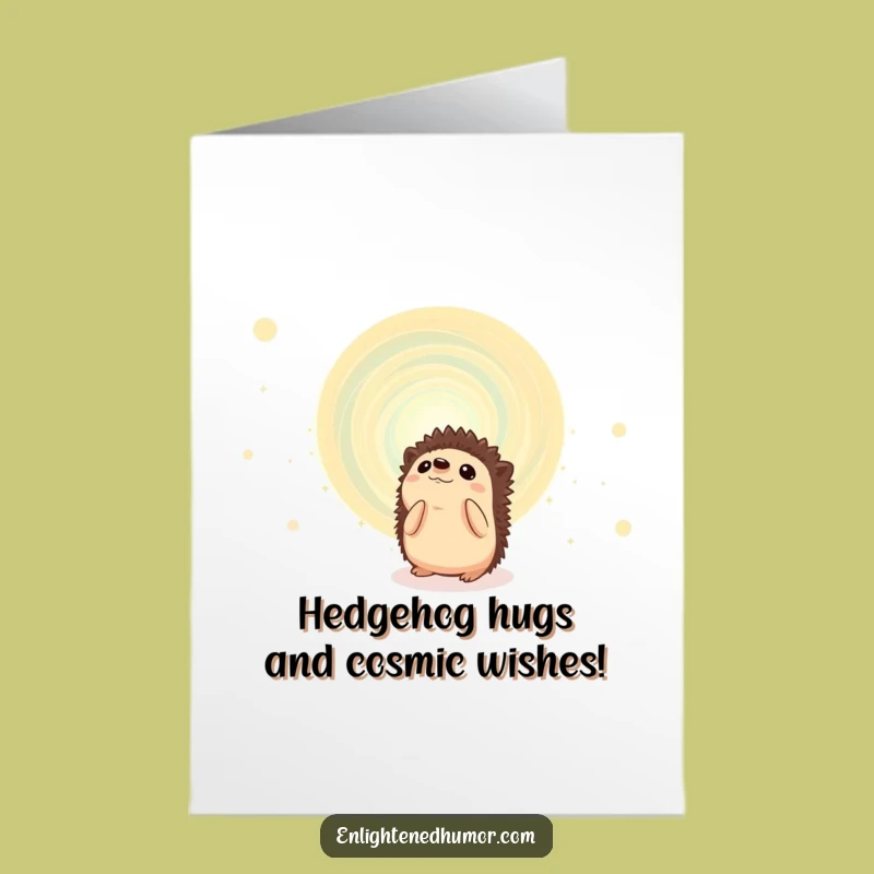 Free Printable Birthday Card: Curious Hedgehog Cosmic Vortex Funny Downloadable Gift