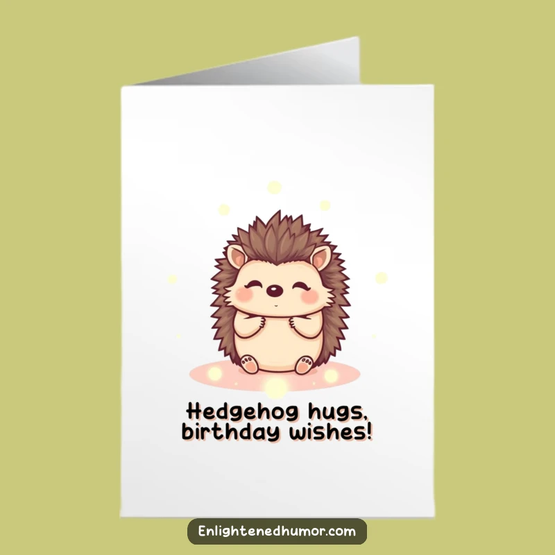 Free Printable Birthday Card: Happy Kawaii Hedgehog & Orbs Funny Downloadable Gift