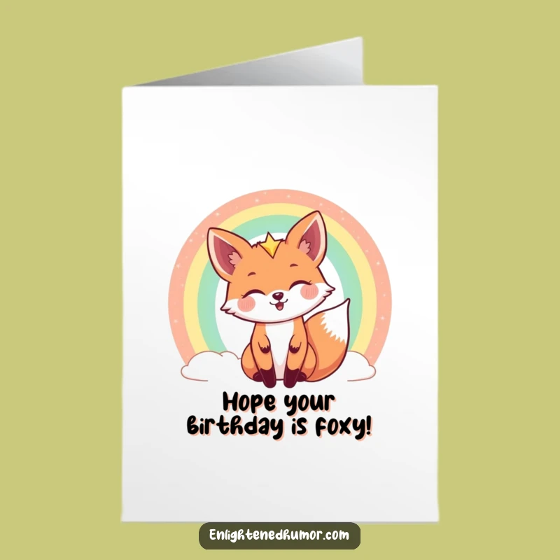 Free Printable Birthday Fox Card: Funny Rainbow Peeking Downloadable Fun Gift