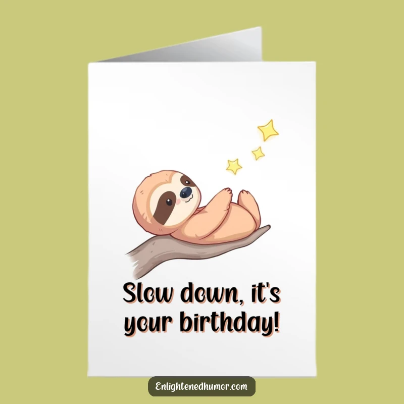 Free Printable Birthday Sloth Card: Funny Star Gazing Downloadable Sweet Gift