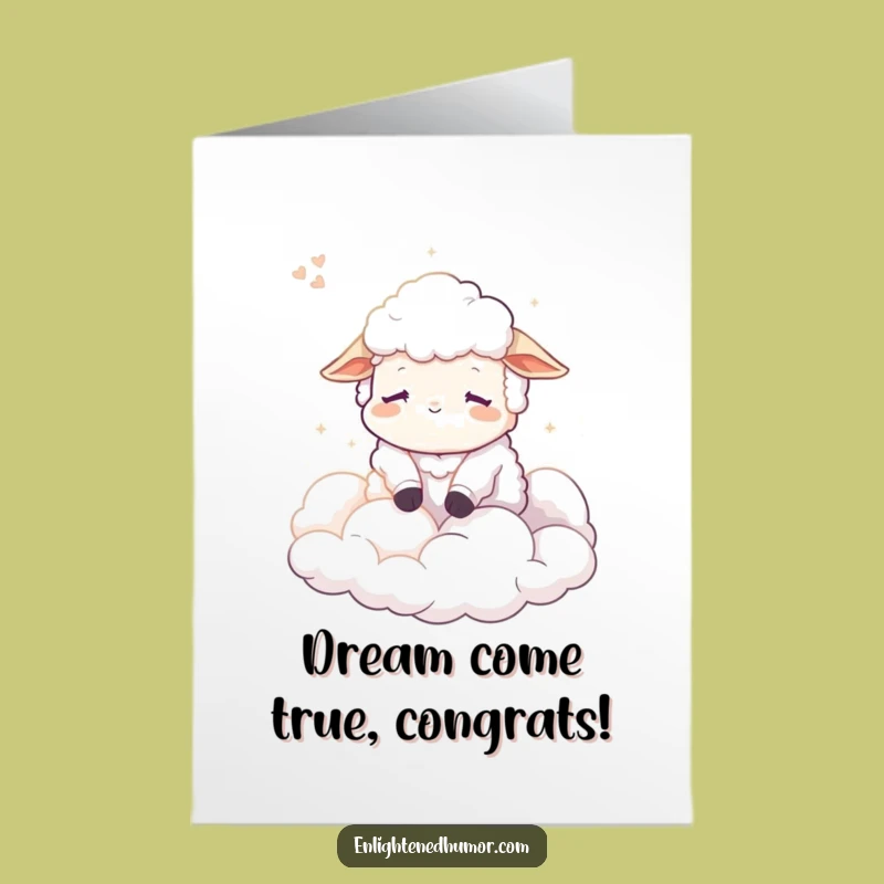 Free Printable Congrats Card: Calm Sheep Dreaming, Serene Humorous Downloadable Gift of Joy!