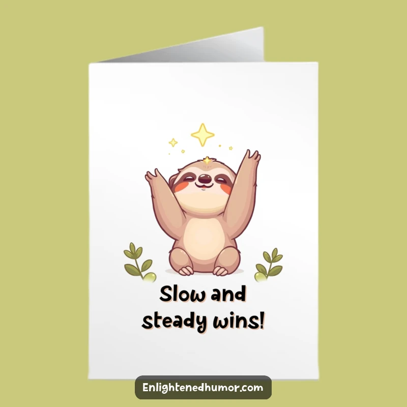 Free Printable Congrats Card: Happy Sloth & Light Funny Downloadable Gift