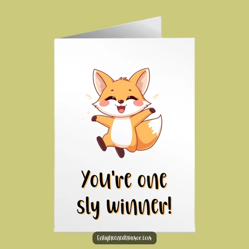 Free Printable Congrats Card: Playful Fox, Light Curtain, Funny Downloadable Gift