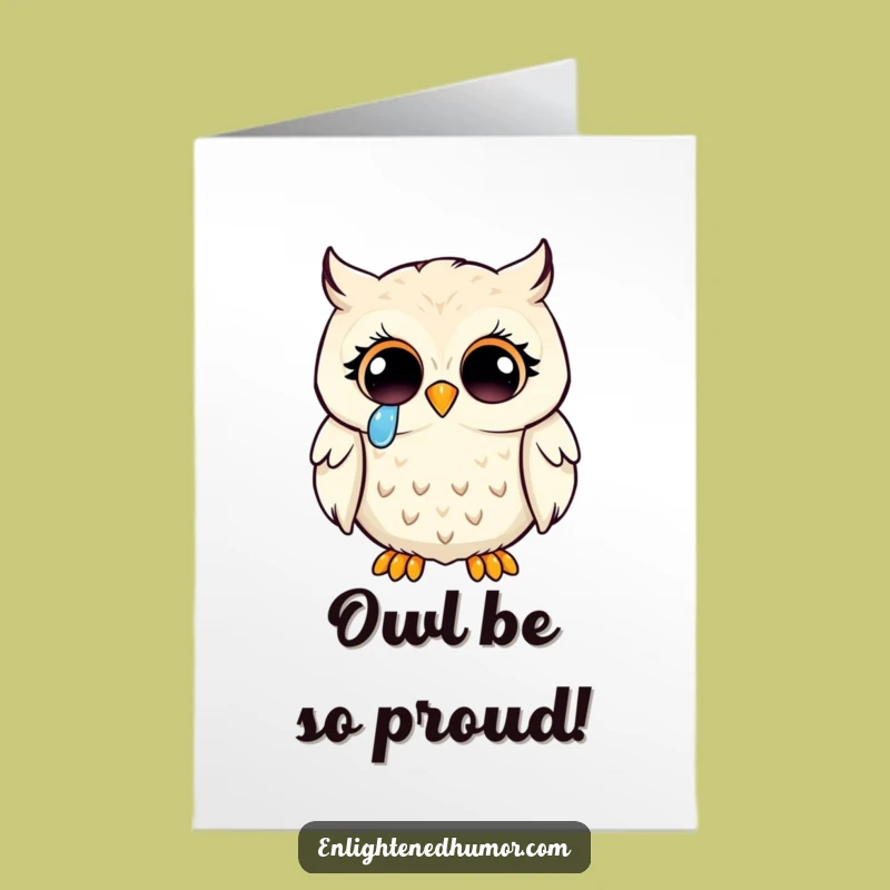 Free Printable Congrats Card: Owl Joy Tears Funny Downloadable Greeting Gift