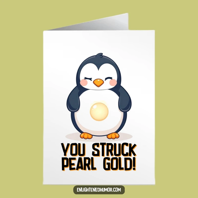 Free Printable Winking Penguin Congrats Card: Funny Pearl Ecard Downloadable