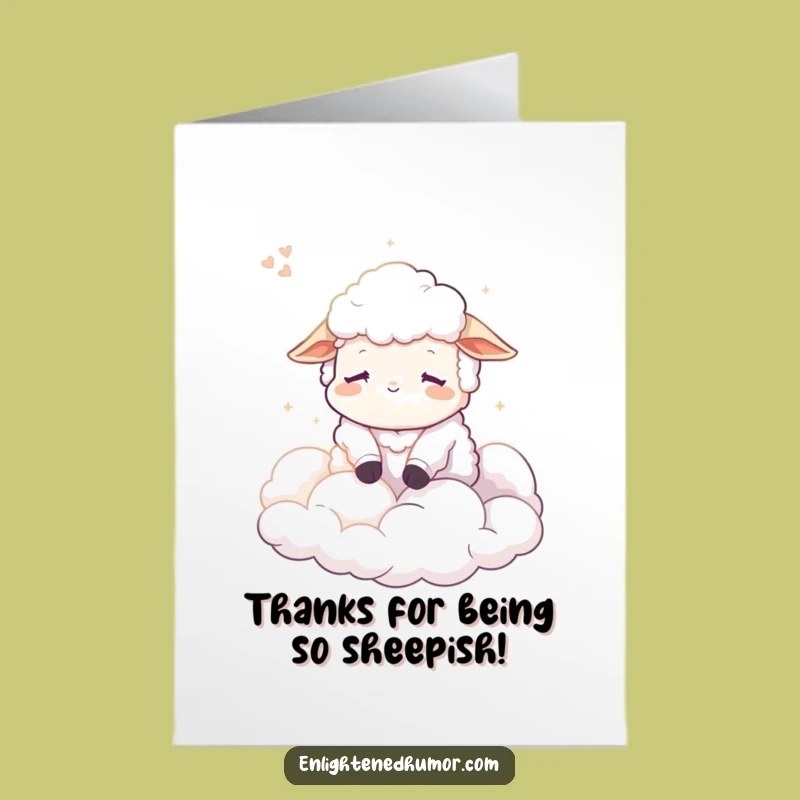 Free Printable Thank You Card: Calm Sheep Dreaming, Gentle Humorous Downloadable Gift of Thanks!